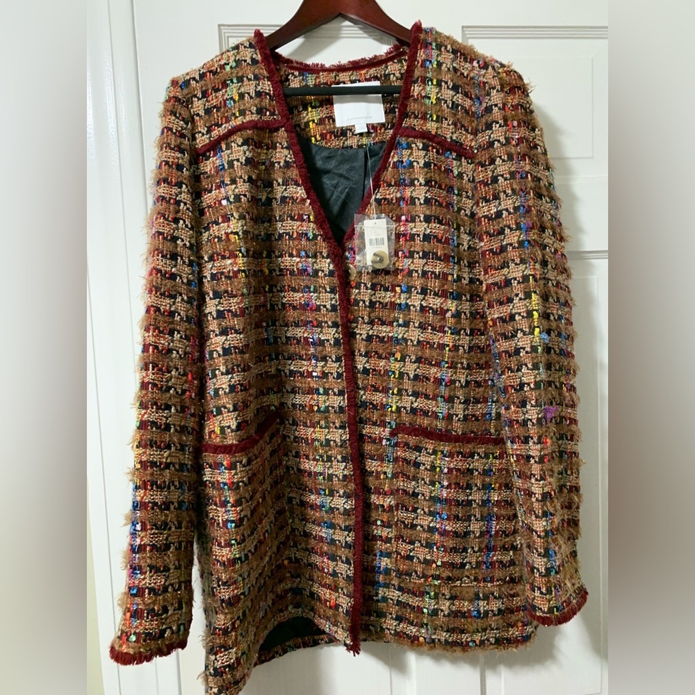 Anthropologie x ettitwa nwt boucle coat colorblock large